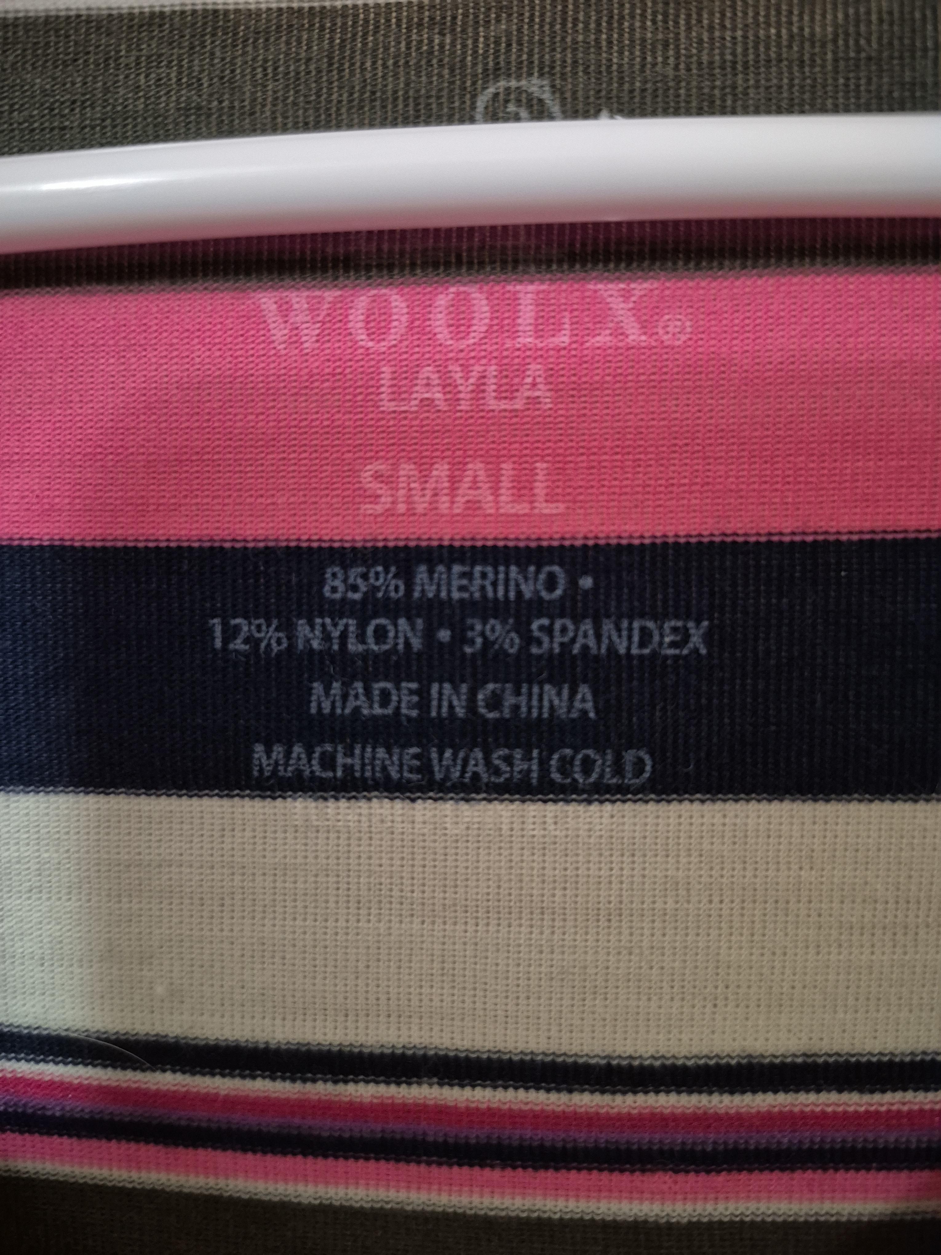 Striped V-Neck Long Sleeve Top - Pink, Navy & Cream — image 2 of 3